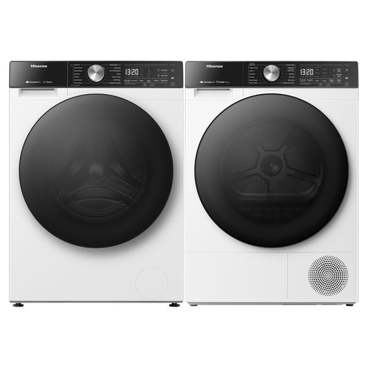 Ensemble laveuse à chargement frontal et sécheuse électrique Hisense – WF5S1245BW & DH3S104BW