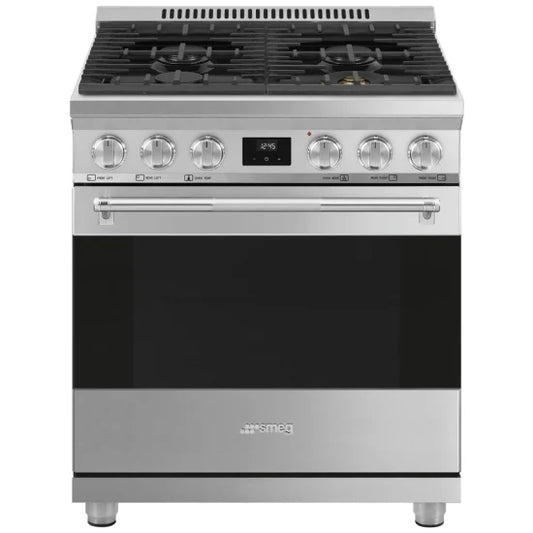 Smeg 30 po Cuisinière à Biénergie Inox avec Four à Convection 4,56 pi³ – Modèle SPR30UGMX