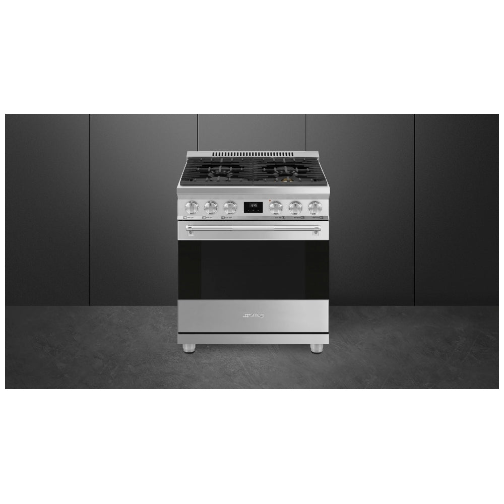Smeg 30 po Cuisinière à Biénergie Inox avec Four à Convection 4,56 pi³ – Modèle SPR30UGMX