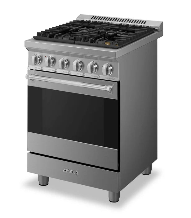Smeg 24 po Cuisinière à Biénergie Inox avec Four à Convection 2,8 pi³ – Modèle SPR24UGGX