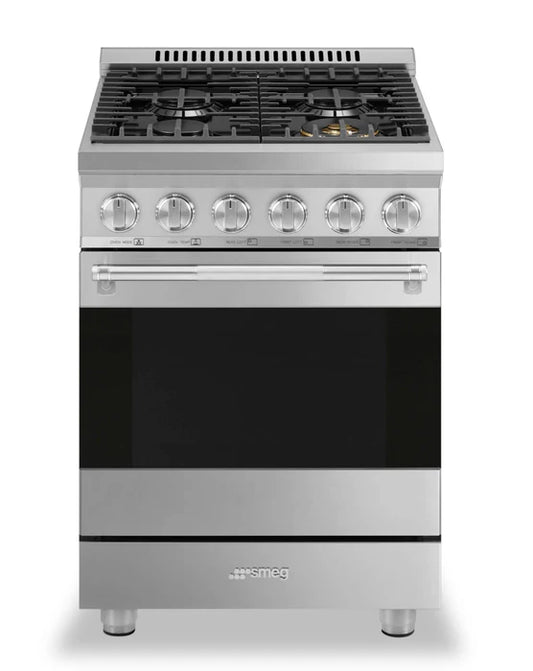 Smeg 24 po Cuisinière à Biénergie Inox avec Four à Convection 2,8 pi³ – Modèle SPR24UGGX