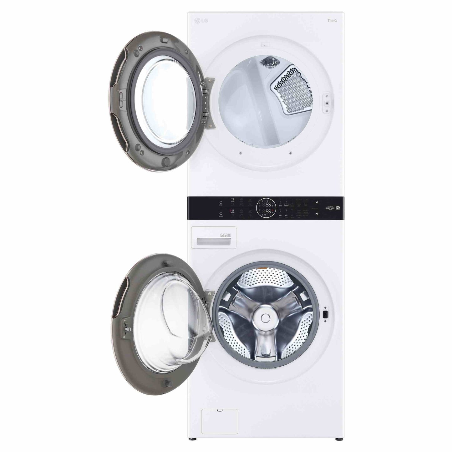 Ensemble laveuse et sécheuse superposées à chargement frontal avec commandes centrales LG – WKE100HWA