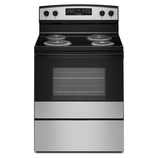 Amana 4,8 pi³ Cuisinière électrique 30 po à serpentin – Modèle YACR4303MMS - Acier inoxydable - Neuf/Boîte ouverte