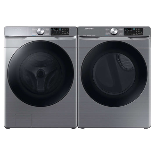 Ensemble laveuse à chargement frontal et sécheuse électrique Samsung – WF45B6300AP & DVE45B6300P (Finition Platinum)
