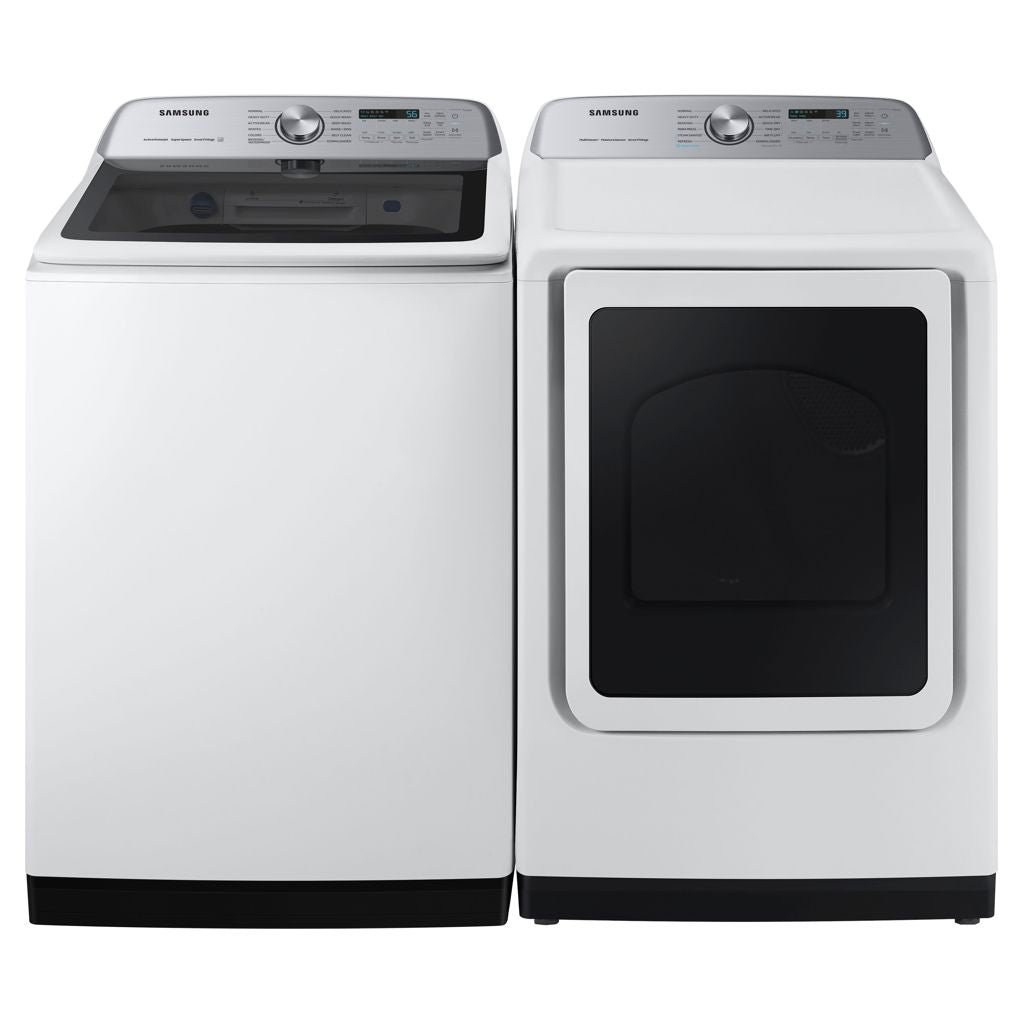 Ensemble laveuse à chargement par le haut et sécheuse électrique Samsung – WA52DG5500AW & DVE52DG5505W – Neuf/Boîte ouverte