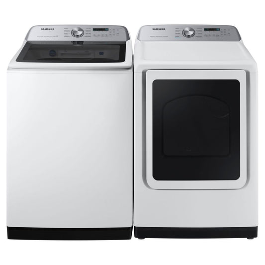 Ensemble laveuse à chargement par le haut et sécheuse électrique Samsung – WA52DG5500AW & DVE52DG5505W – Neuf/Boîte ouverte