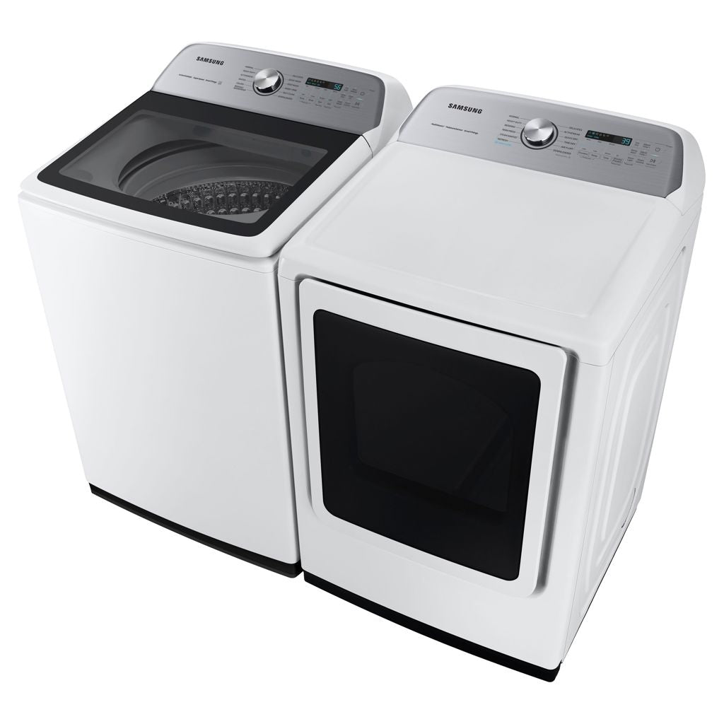 Ensemble laveuse à chargement par le haut et sécheuse électrique Samsung – WA52DG5500AW & DVE52DG5505W – Neuf/Boîte ouverte