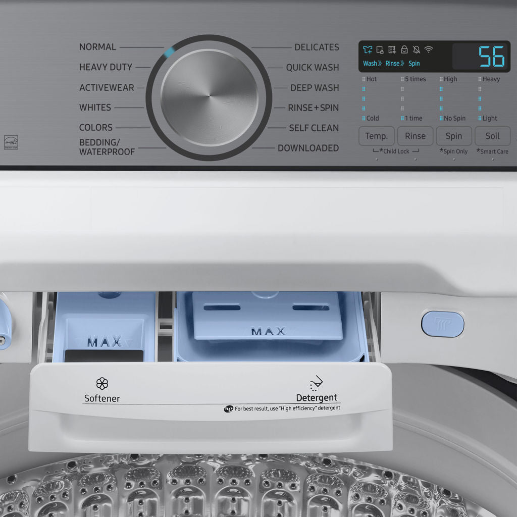 Ensemble laveuse à chargement par le haut et sécheuse électrique Samsung – WA52DG5500AW & DVE52DG5505W – Neuf/Boîte ouverte