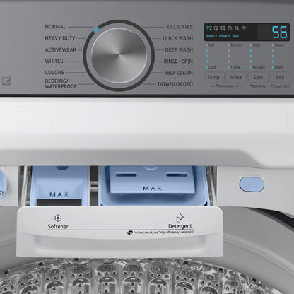 Ensemble laveuse à chargement par le haut et sécheuse électrique Samsung – WA52DG5500AW & DVE52DG5505W – Neuf/Boîte ouverte