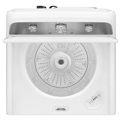 Maytag 27 po Ensemble laveuse à chargement par le haut et sécheuse électrique, capacité 5,4 pi³ et 7,0 pi³, finition blanc classique