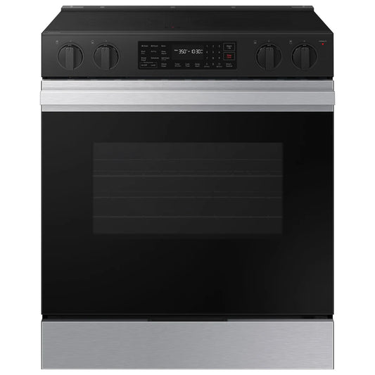 Samsung 30 po Cuisinière électrique encastrable (slide-in), capacité 6,3 pi³, finition acier inoxydable