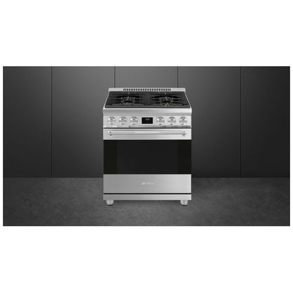 Smeg 30 po Cuisinière à Biénergie Inox avec Four à Convection 4,56 pi³ – Modèle SPR30UGMX