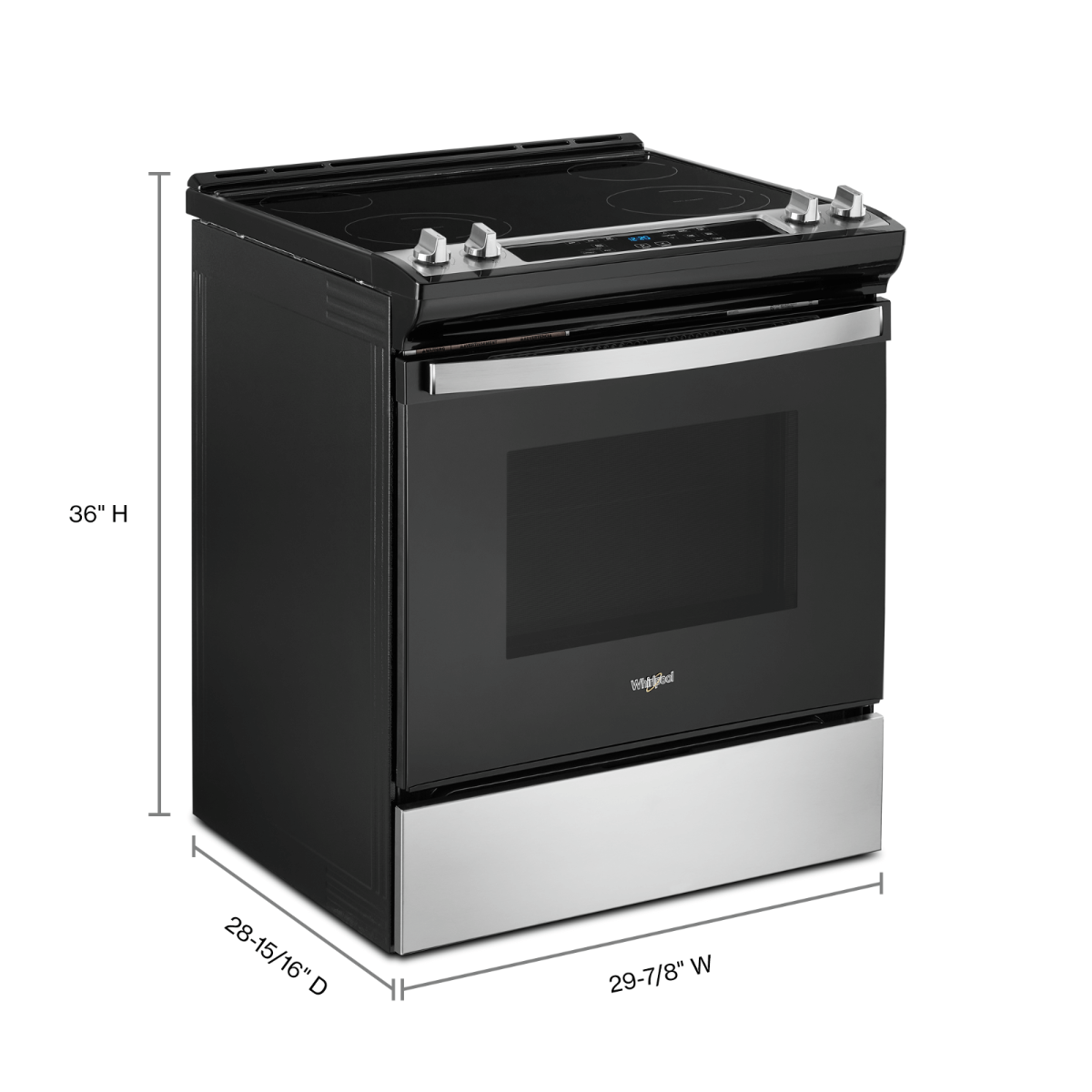 Whirlpool 24 po Cuisinière électrique à convection véritable, capacité 2,96 pi³, finition acier inoxydable