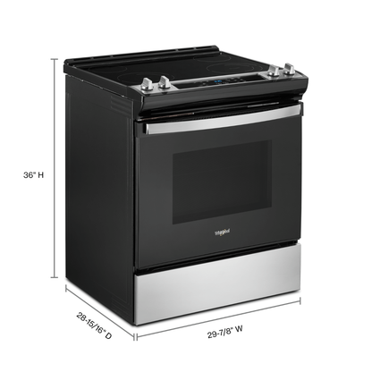 Whirlpool 24 po Cuisinière électrique à convection véritable, capacité 2,96 pi³, finition acier inoxydable