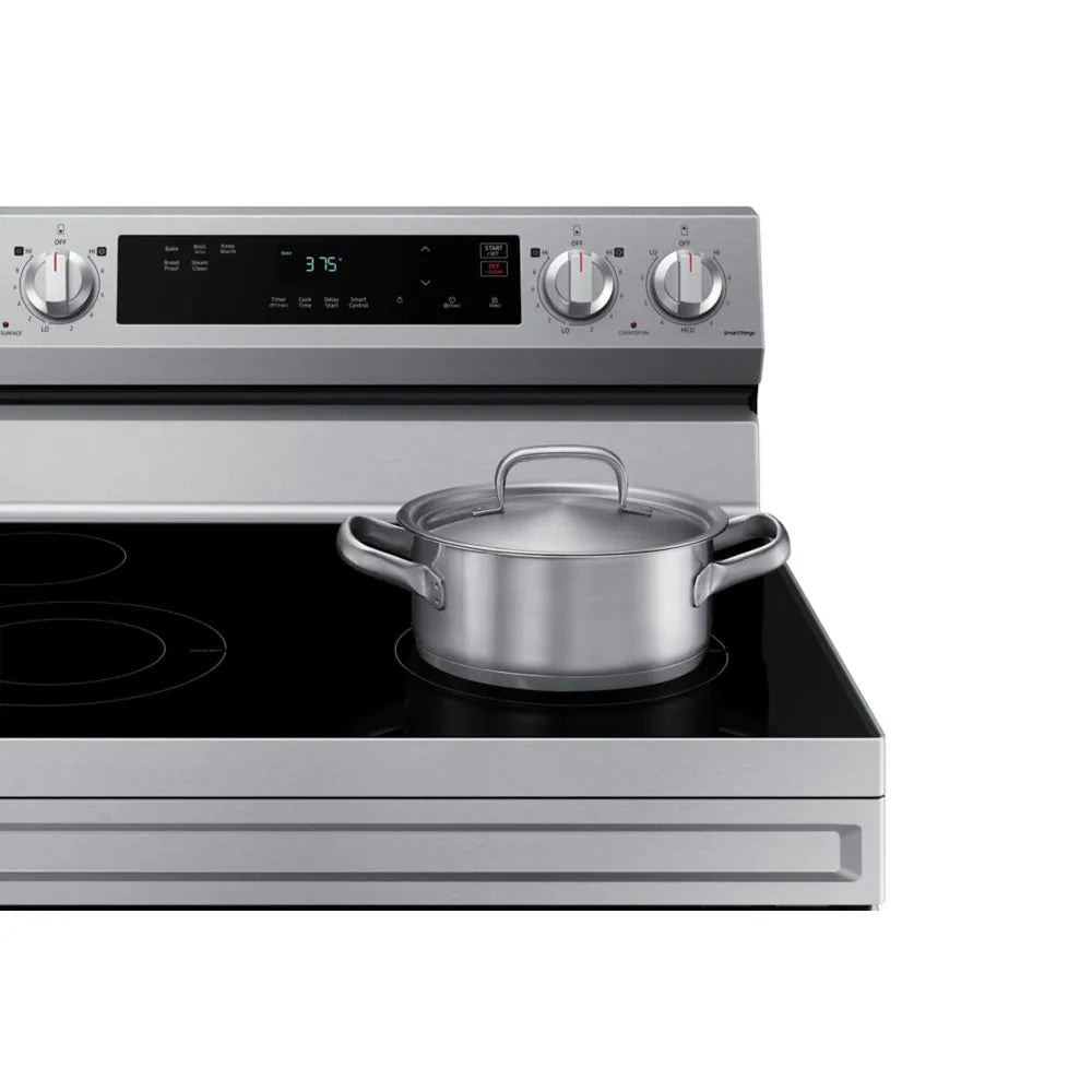 Samsung NE63A6511SS – Cuisinière électrique intelligente 30 po, convection + Air Fry, 6,3 pi³, Inox